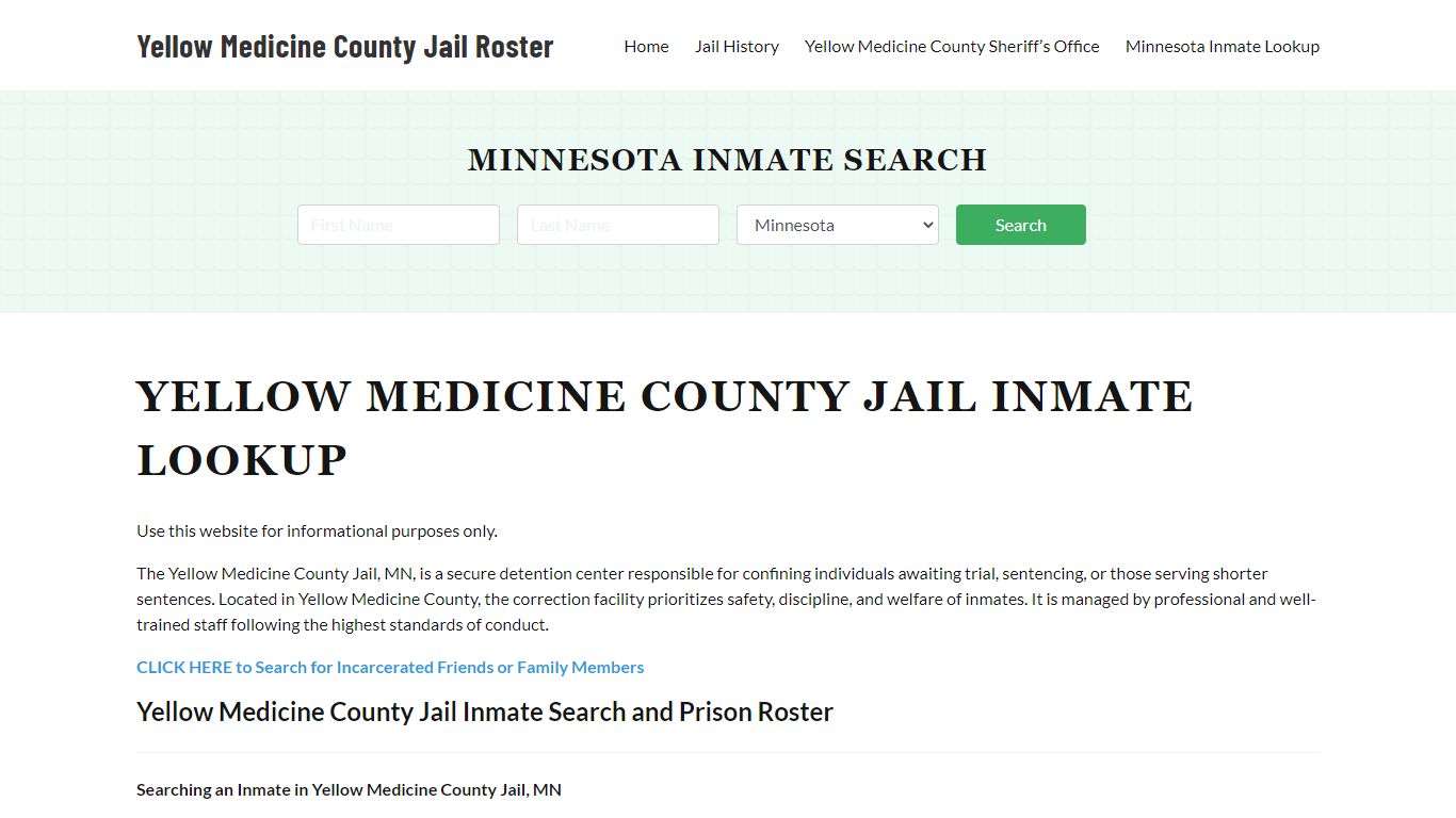 Yellow Medicine County Jail Roster Lookup, MN, Inmate Search