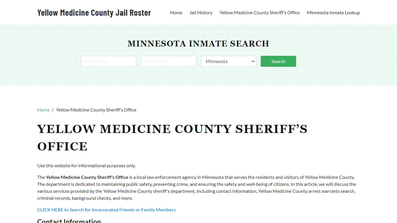 Yellow Medicine County Sheriff Office, MN, Arrest Warrants Search